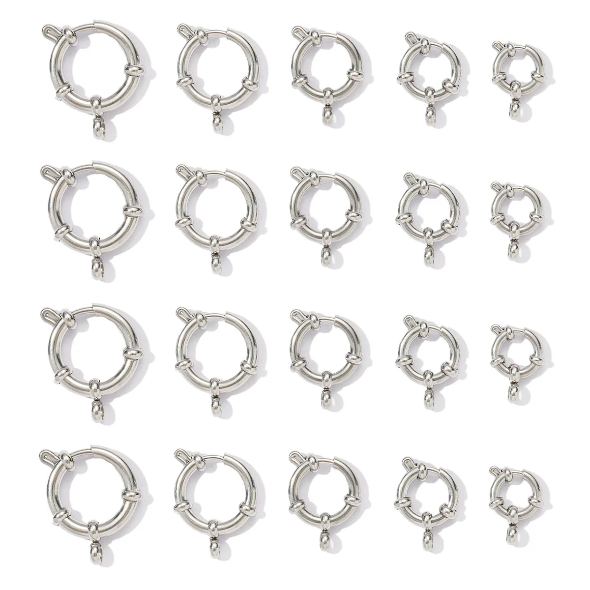 

10pcs/lot Stainless Steel 10-18mm Spring Buckle Hooks Connectors For DIY Jewelry Making Findings Accessories Wholesale