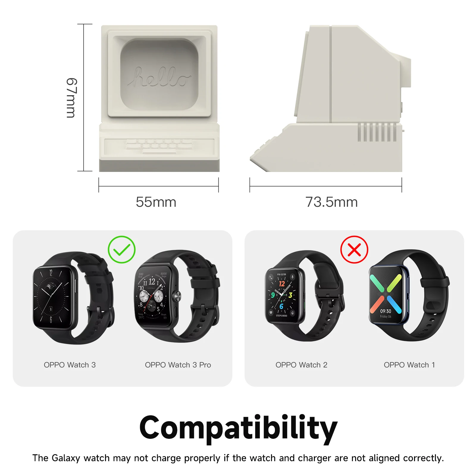 Charging Dock Station for OPPO Watch 4/3 Pro Smart Watch Charger Stand Holder Retro Computer Pattern Bracket for OPPO Watch 3