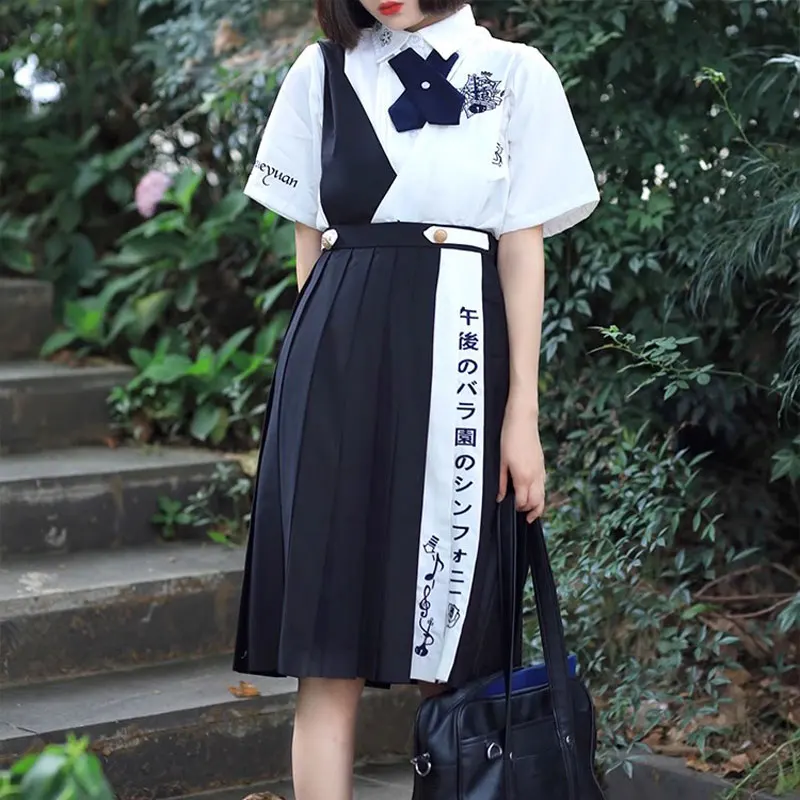 Vestido de verano de estilo Preppy para niña, uniforme de escuela secundaria japonesa, vestido plisado azul marino, estudiantes coreanos JK, Seifuku