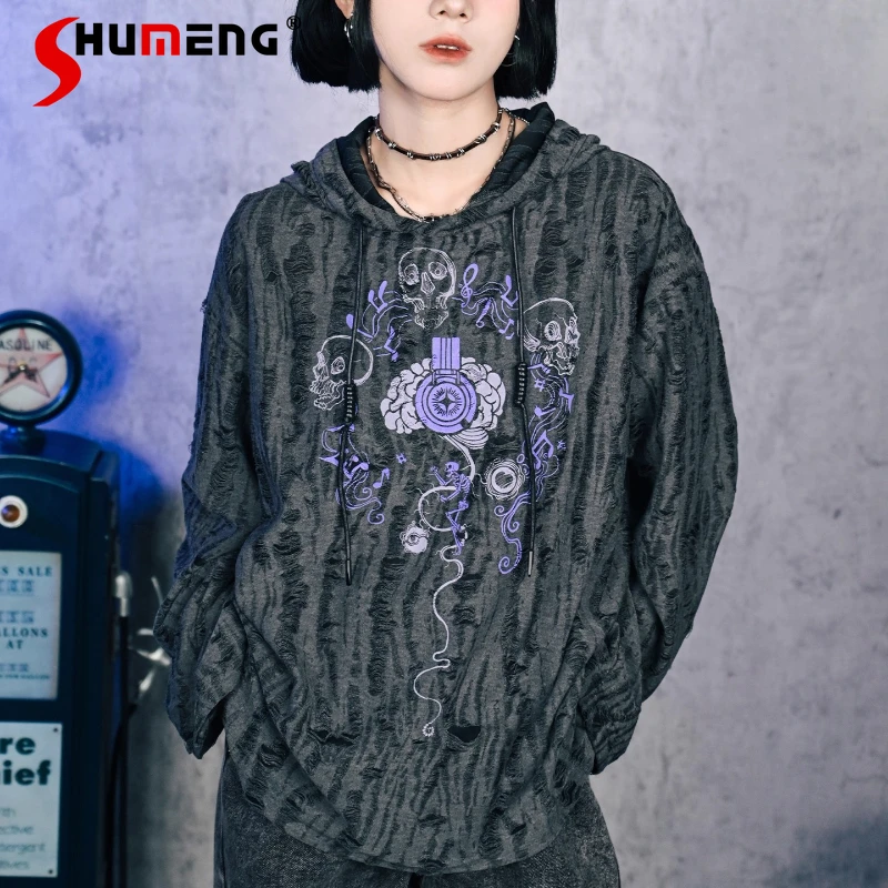 

Футболка в китайском стиле с темным принтом и длинными рукавами, пальто для женщин, толстовка, нижняя рубашка, пуловер, топ, кавайная одежда