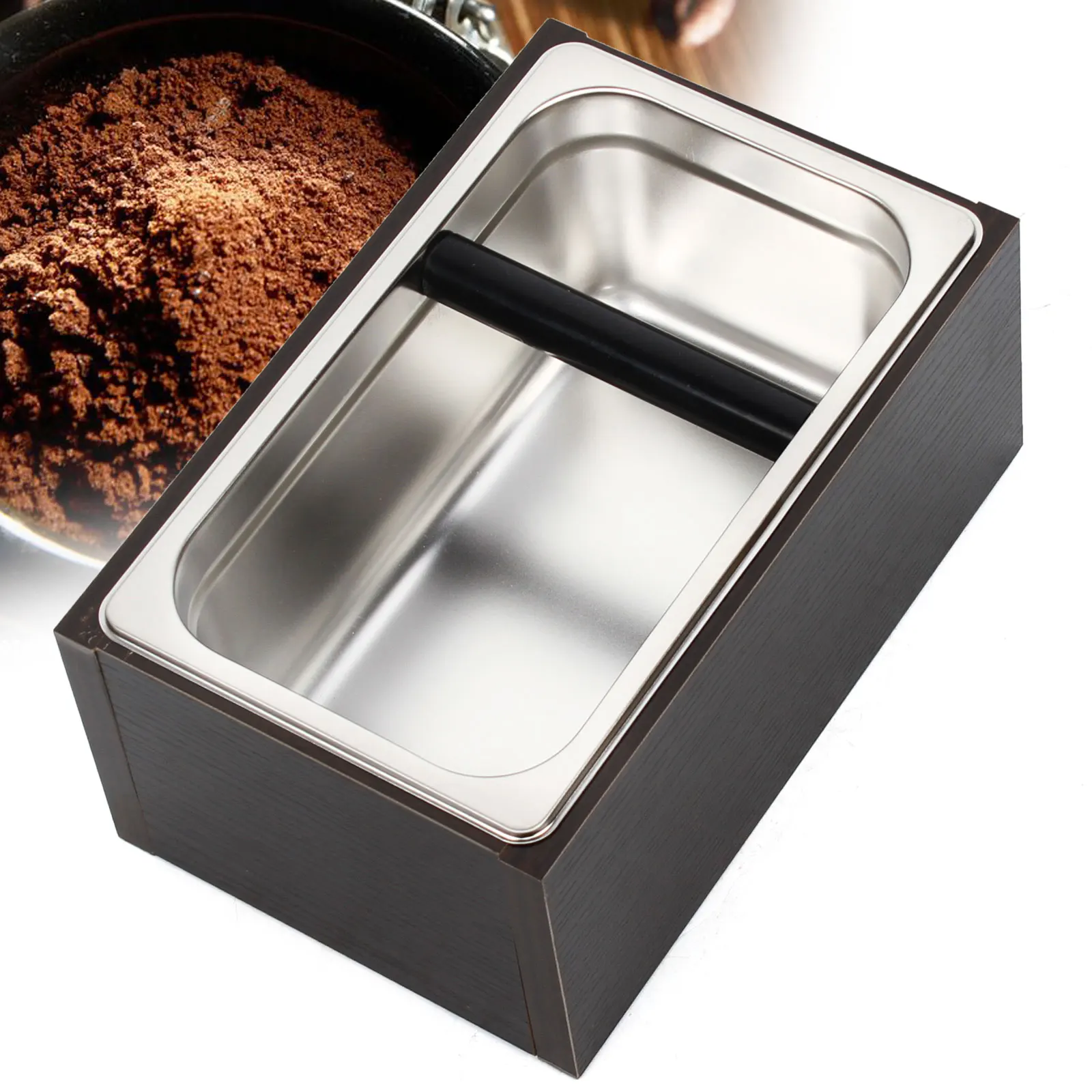 Stainless Steel Coffee Container Coffee Knock Box Coffee Waste Bin For Bar Kitchen Waste Recycle Box Espresso Grinds Tamper Case