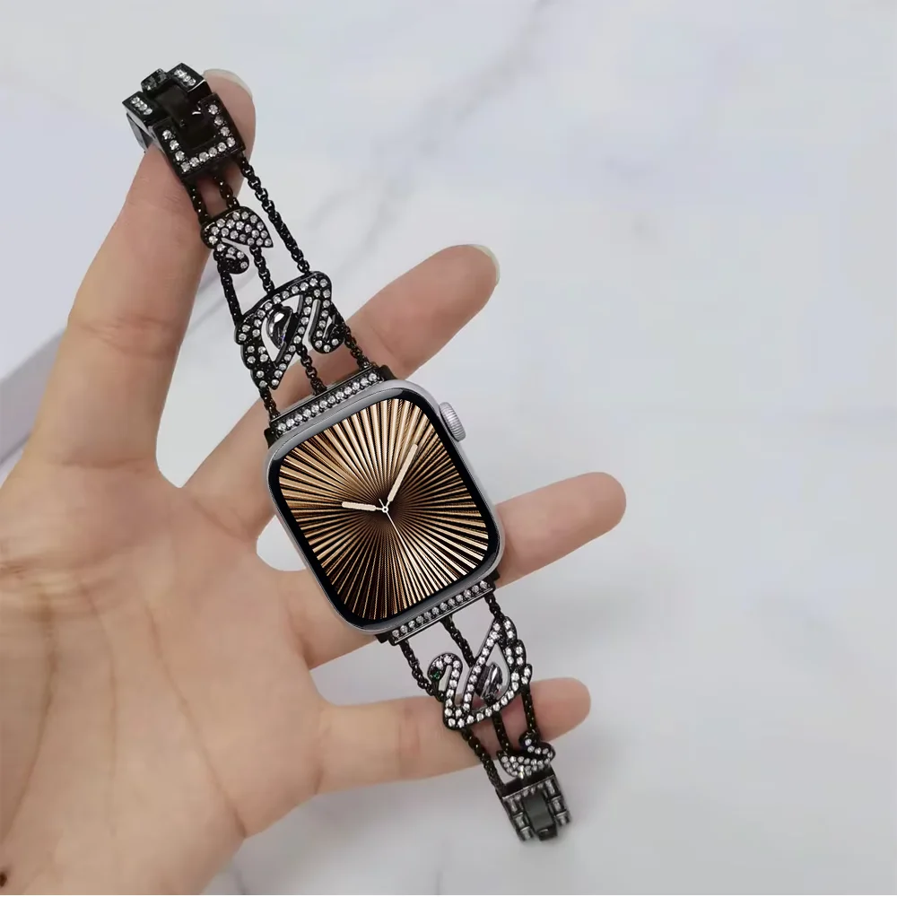 

Metal Diamond Strap for Apple Watch Ultra2 10 9 8 7 6 5 4 SE Women Stainless Steel Bracelet iWatch 45mm 44mm 42mm 46mm 41mm Belt