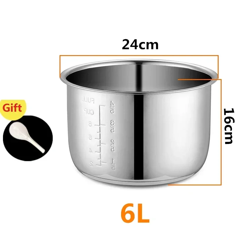 

6L pressure cooker liner inner bowls multicooker bowl stainless steel tank cooking soup porridge
