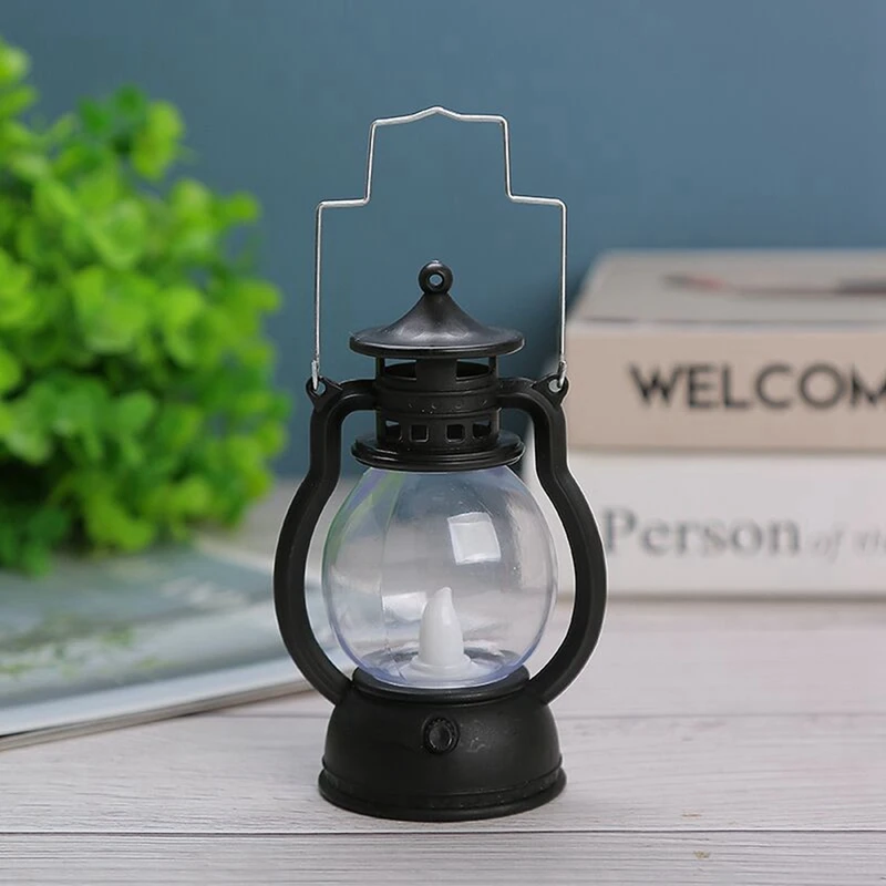 12 Pcs Mini Lantern Decorative Operated Lantern With LED Candle Hanging Candle Lanterns Battery Silver