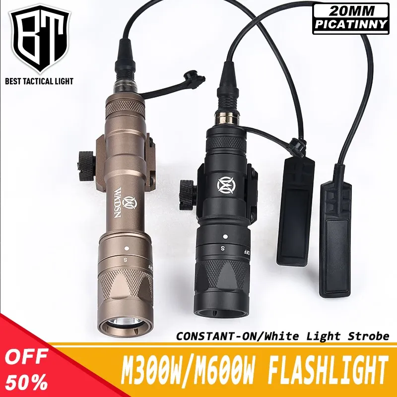 

Tactical WADSN M600 M300 M600W M300W Strobe Flashlight Scout Light LED Hunting Rifle Weapon Accessories Fit 20mm Picatinny Rail