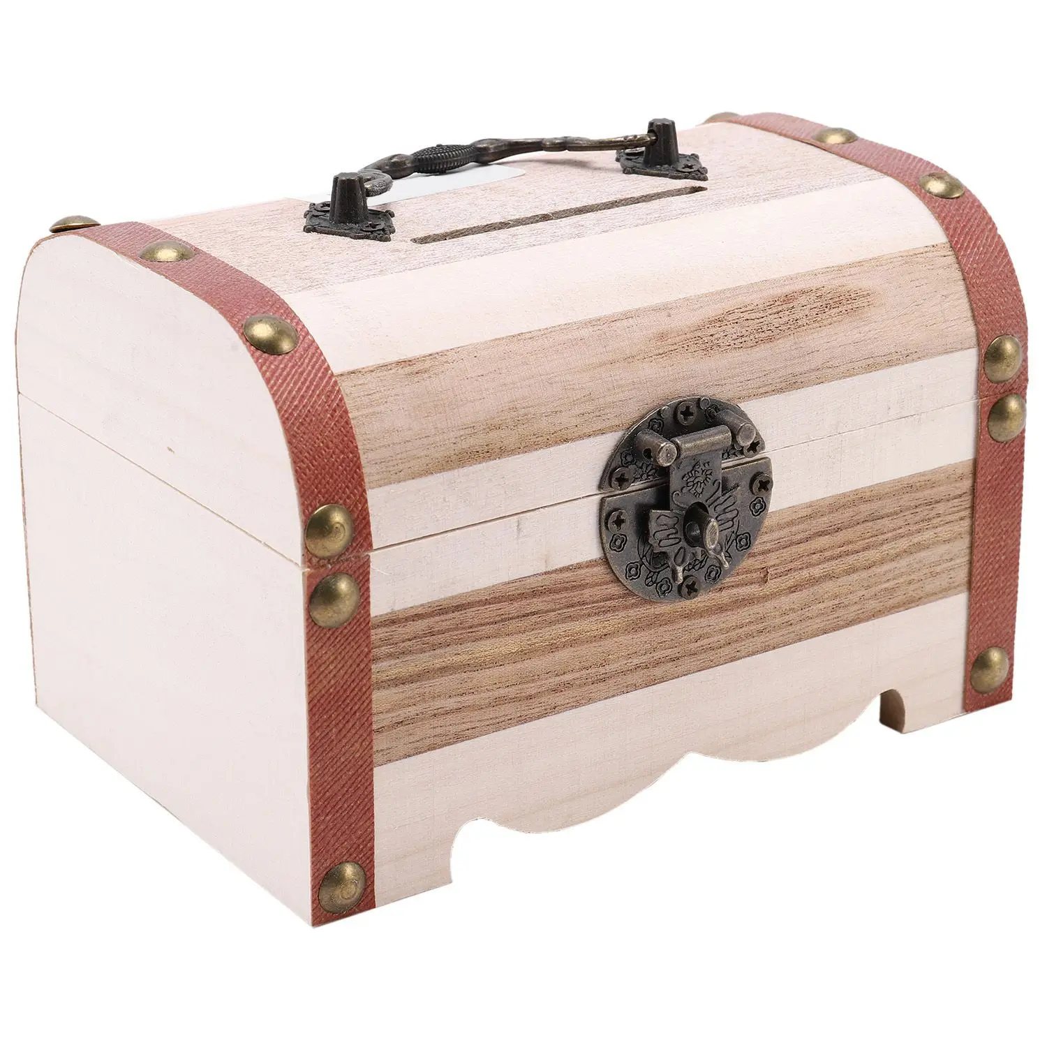 1PC Wooden Piggy Bank Safe Money Box Savings With Lock Wood Carving Handmade Coin storage box High Quality