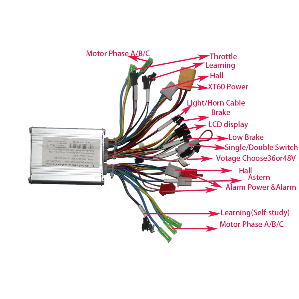 FOCAN 36V 48V 500W+500W (1000W )Dual DriveController Double Two 2 Motor Driver With LCD Display For E Bike Scooter 1000W