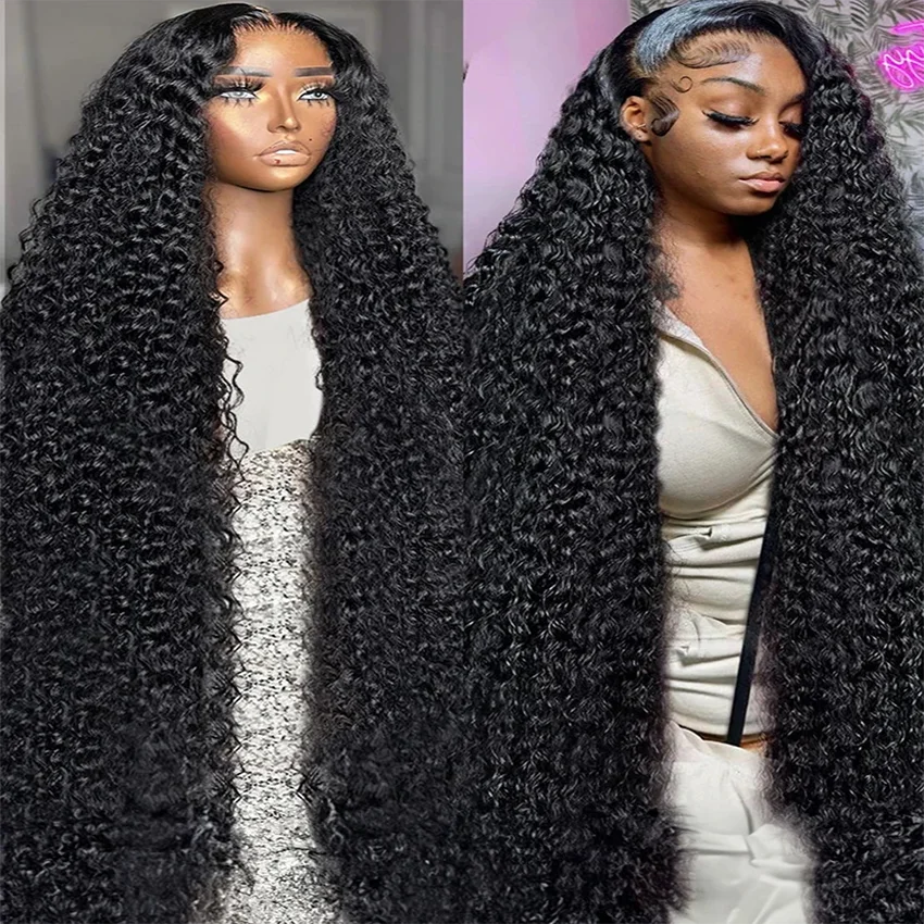 

34 Inches 13x4 Lace Frontal Human Hair Wig Deep Wave 360 Water Curly Remy Full Lace Front Wigs Preplucked Hair For Women On Sale