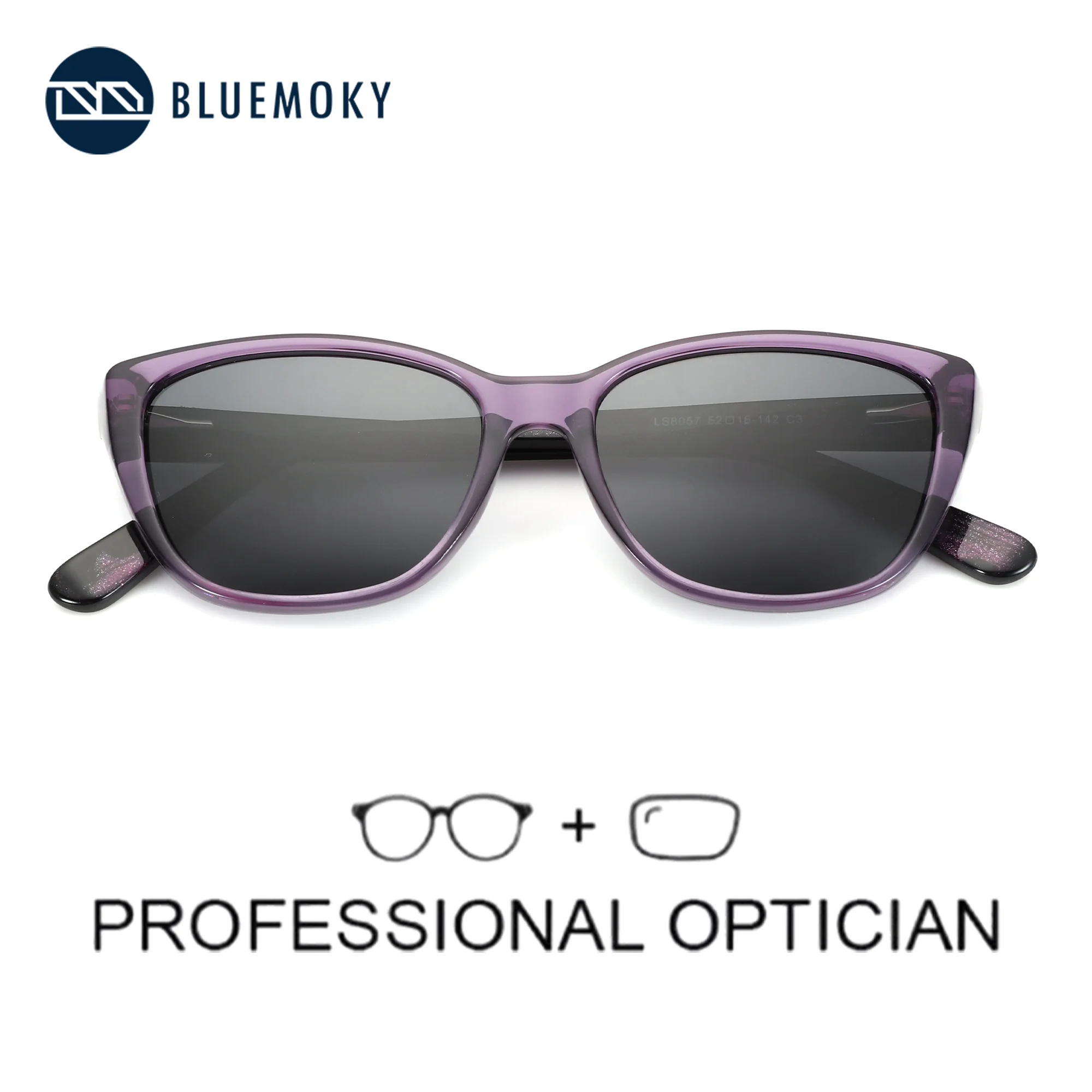 

BLUEMOKY XS Size Fashion Cat Eye Prescription Sun Glasses For Women Acetate Temple Polarized Optical Sunglasses UV400 Shades