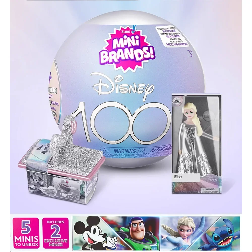 Disney Gashapon Toys 5 Surprise Ball Mini Brands Limited Edition Platinum Collection 100 Anniversary Cartoon Mystery Kids Gifts