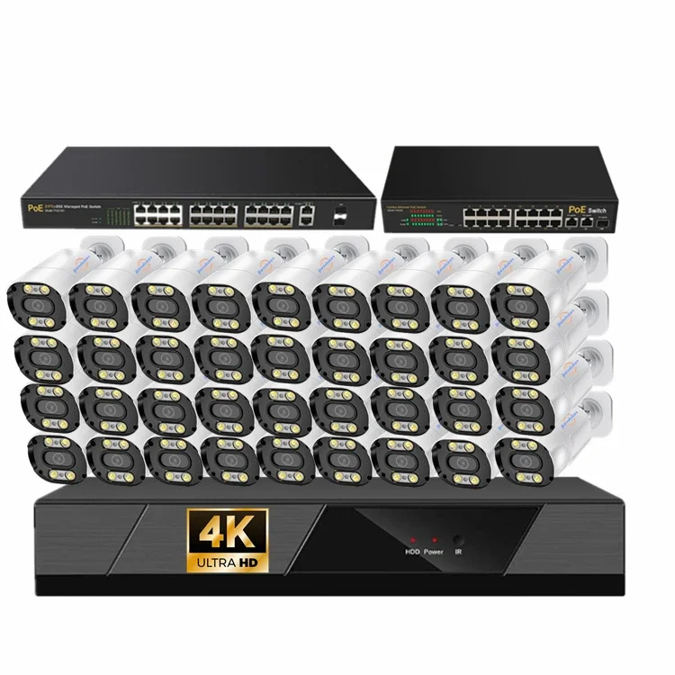 

Jianvision 4K 8MP POE IP Camera System 36-Channel Bullet Outdoor Smart Motion Detection Color Night Vision NVR IP66 CMOS Voice