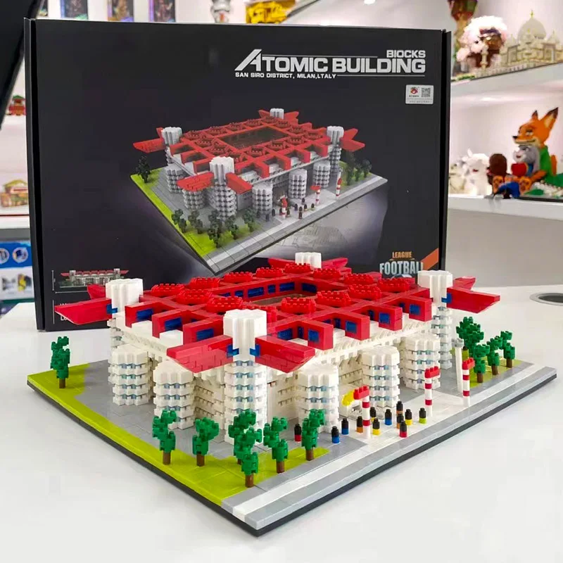 PZX9912-3 San Siro Stadium Building Blocks Italy Milan Famous Architecture Model DIY Educational Bricks Toys Children‘s Day Gift