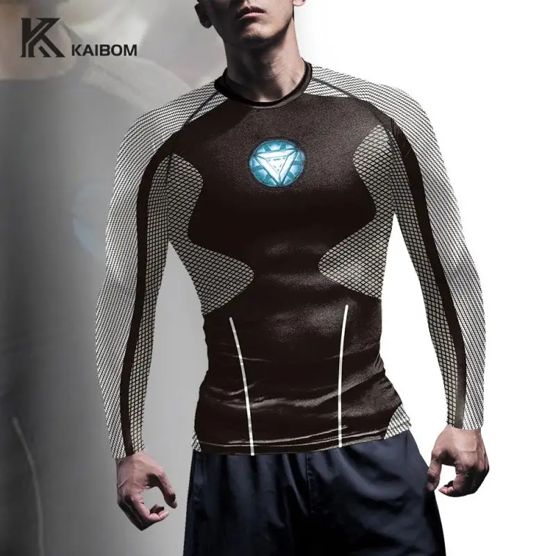 Superheroes Cosplay Compress Shirts Men Outdoor Sports Costume Workout Tops Workout Tops Quick Dry Breathable Tee Clothes