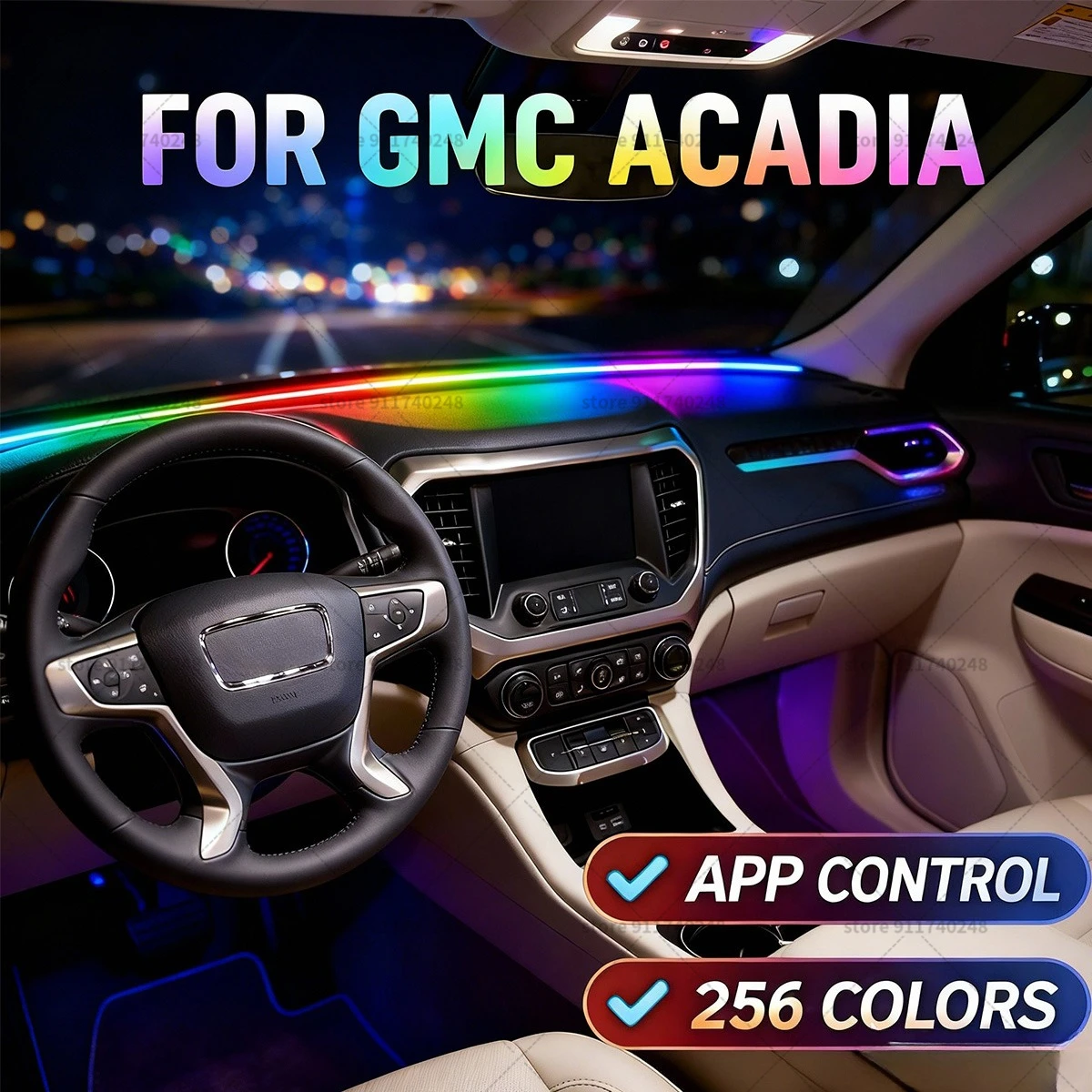 

Декоративная световая полоса для GMC Acadia, цветная акриловая звукоизоляционная полоса для лобового стекла, атмосферная подсветка