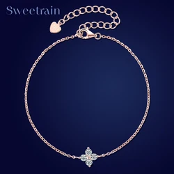 Certified Moissanite Bracelet 925 Sterling Silver Four Leaf Clover Chain Bracelets Plated Rose Gold for Women's Luxury Gifts GRA