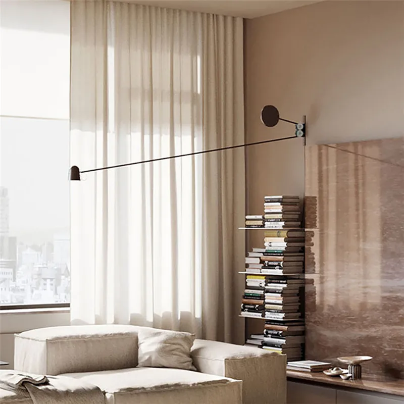 Imagem -02 - Lâmpada de Parede Led Swing Arm Ajustável Long Pole Lamp para Leitura Sala de Estar Quarto Minimalista Art Decor Dining Light