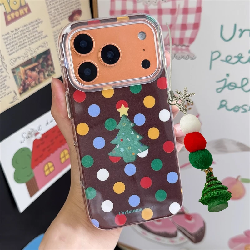 الكورية العصرية المتخصصة INS البني البولكا نقطة شجرة عيد الميلاد جراب هاتف آيفون 17 برو ماكس الهواء 16 15 14 13 12 11 برو XS ماكس زائد غطاء