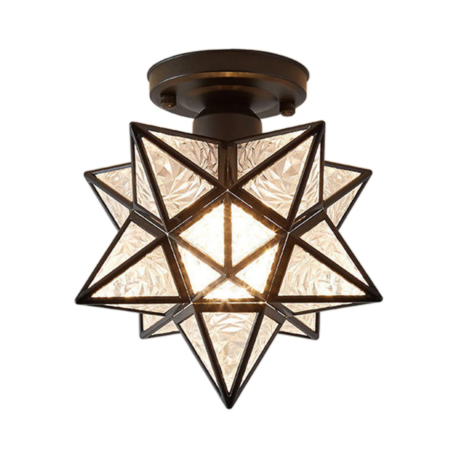 

12W LED Nordic Style Metal Star Shape Ceiling Light Semi Flush Mount Lamps Small -Frosted Cover