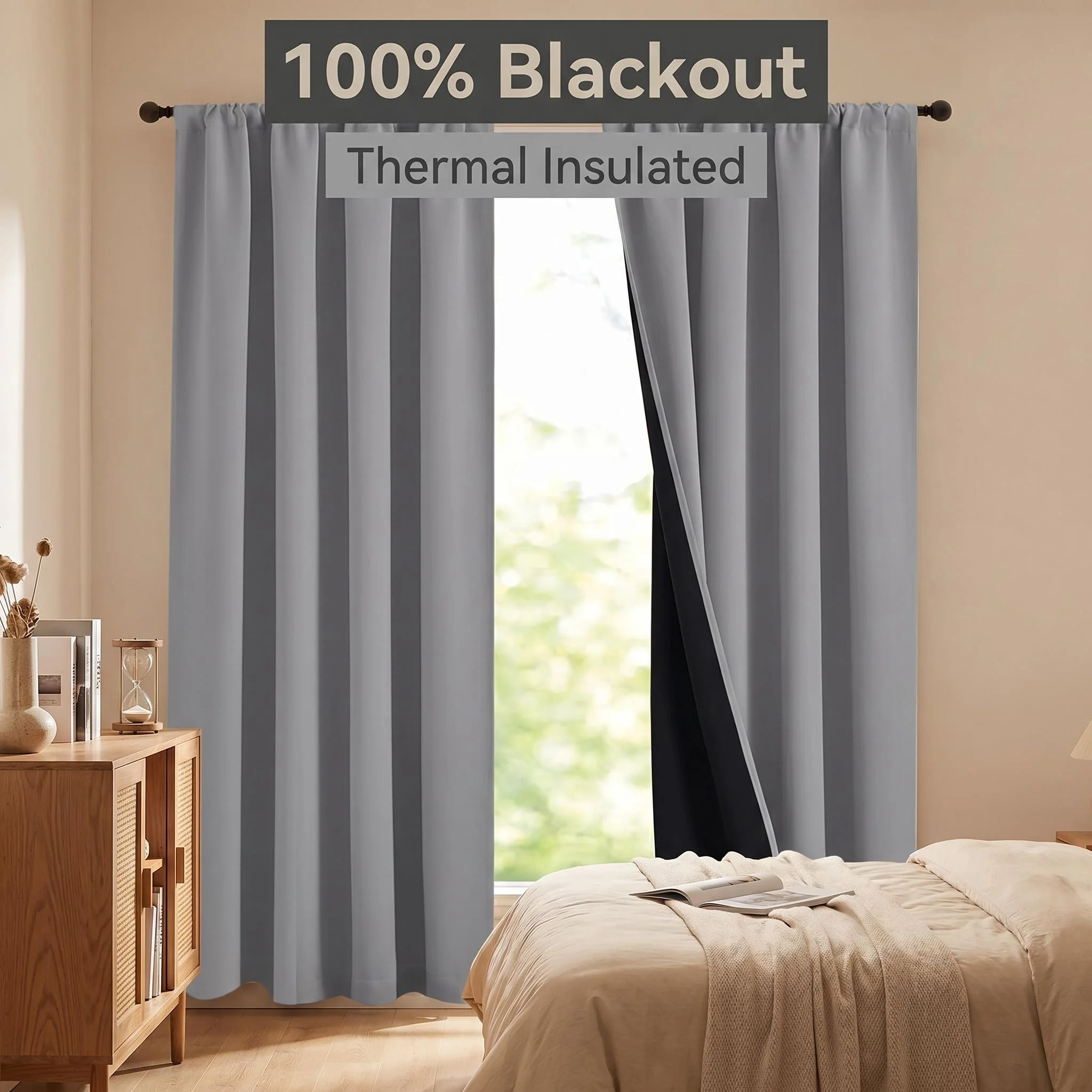 Blackout Curtain Thick - ผ้าม่านกันแสง 100% แบบทึบแสงสองชั้น พร้อมซับใน TPU สีดำ