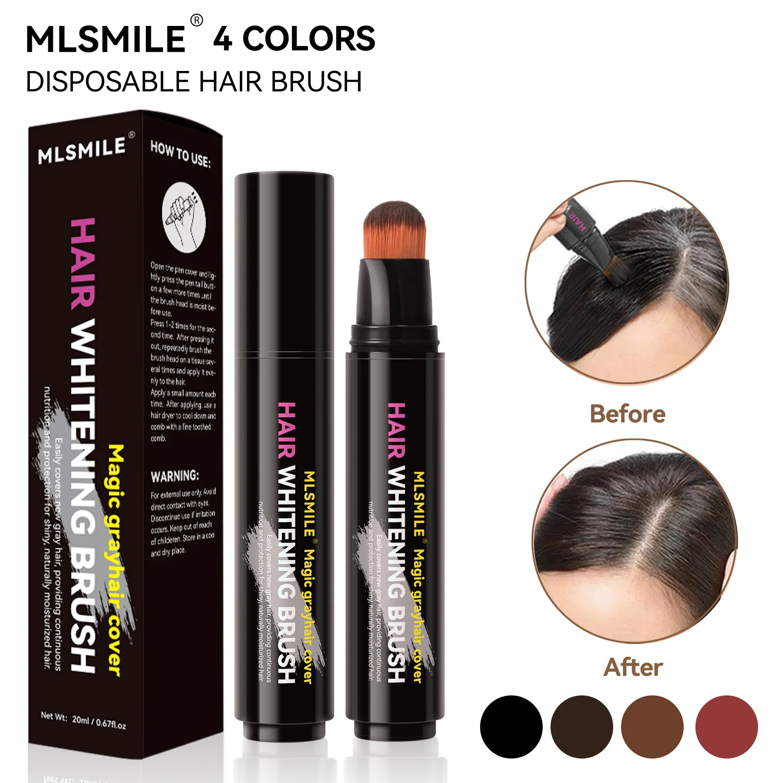 Hair Dye Pen Hair Root Touch Up Black Brown Hair Color Stick Disposable Hair Dye Cream Brush Easy To Carry Magic Stick