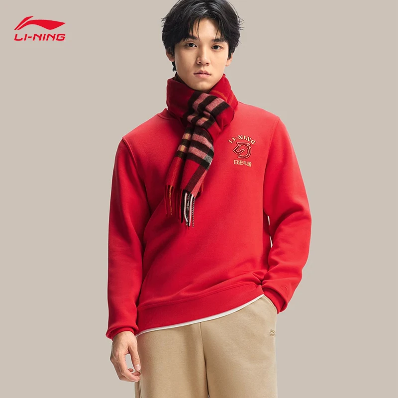 LI-NING RICH EVERYDAY Series Men’s Crew Neck Sweatshirt LN SOIL RELEASE Skin-Friendly Tops AWDW281