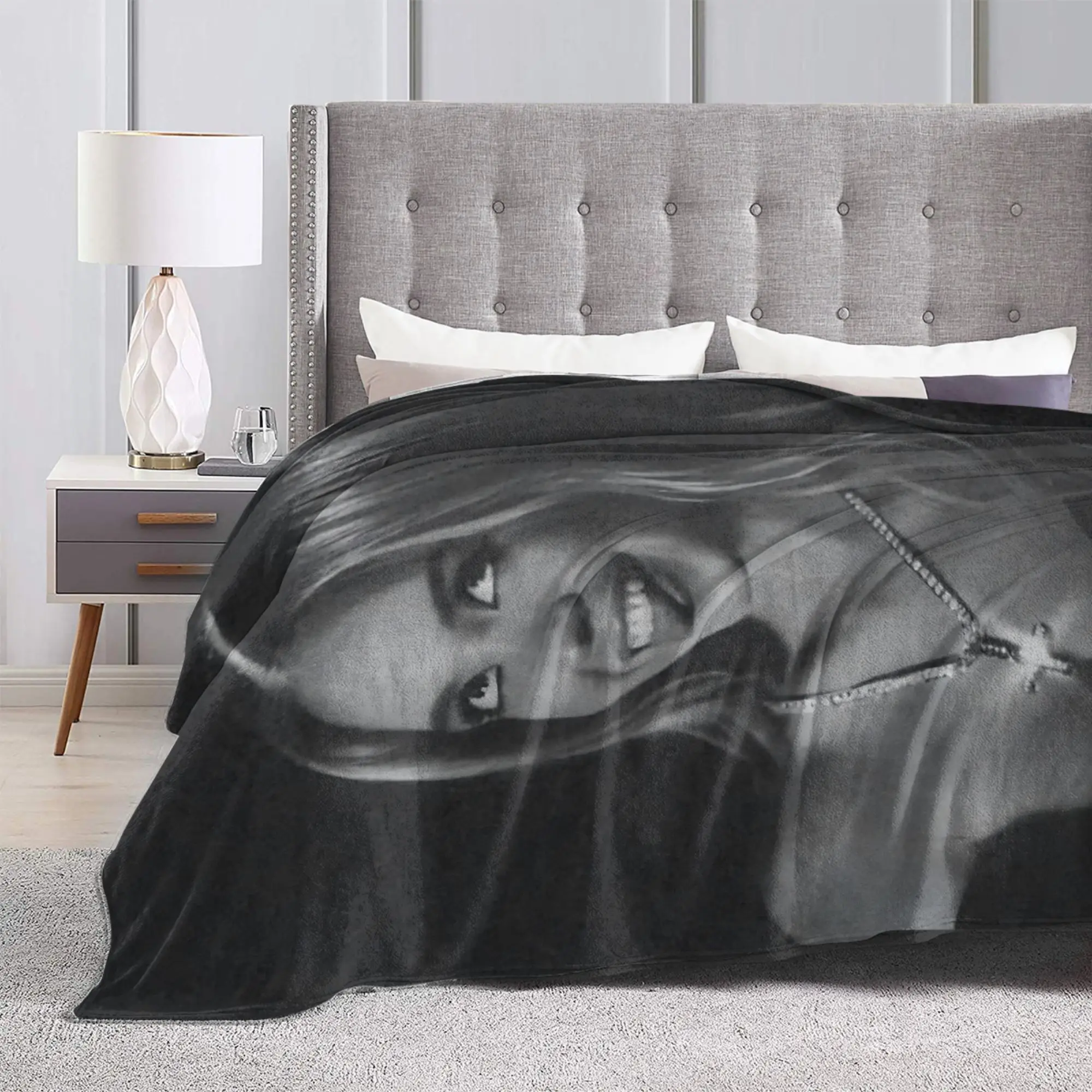 بطانية دافئة ناعمة التخييم سيدني سويني الممثلة الأمريكية صورة نمط الفراش يلقي الفانيلا المفرش لغرفة النوم غطاء أريكة