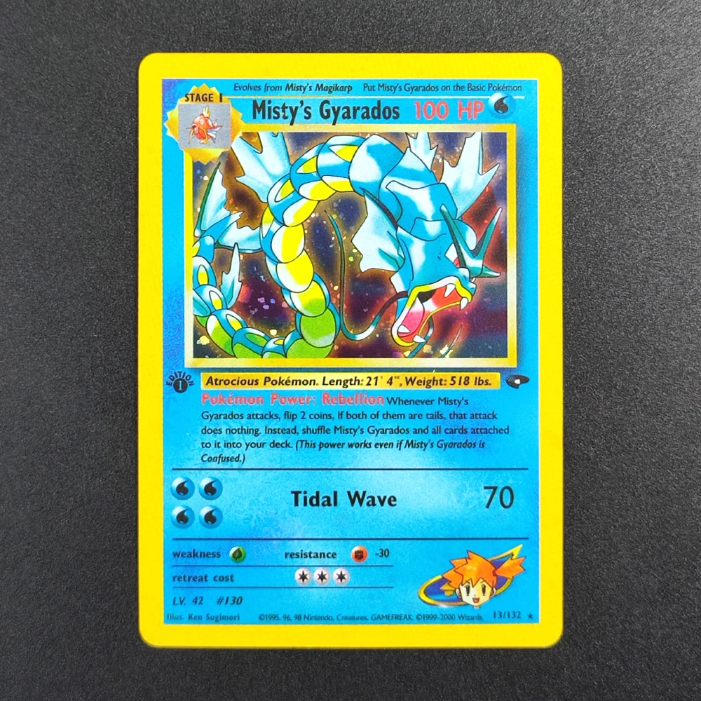 

Коллекционная карта Покемон: Прокси-карта EN Gym Challenge 1st Misty's Gyarados 13/132, супер редкая, классическая, аниме-карта, игрушка