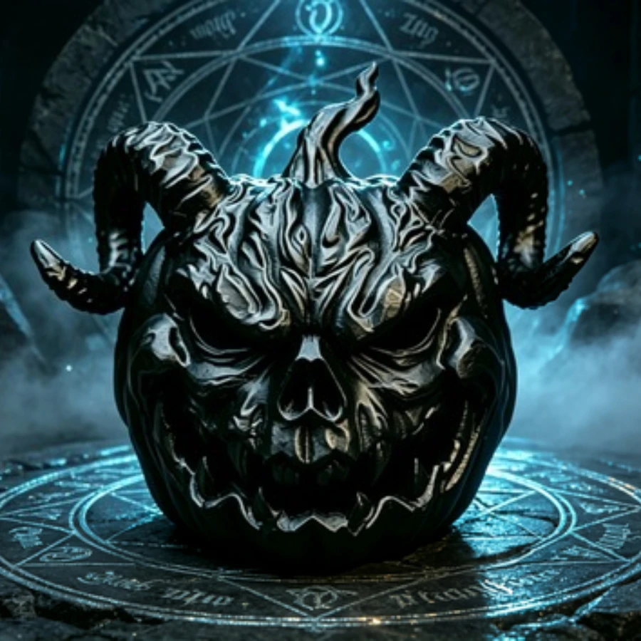 Halloween Devil Pumpkin Statue Decor Evil Demon Pumpkin Figurine Desktop Ornament Horror Party Home Decoration Gift Dark Art
