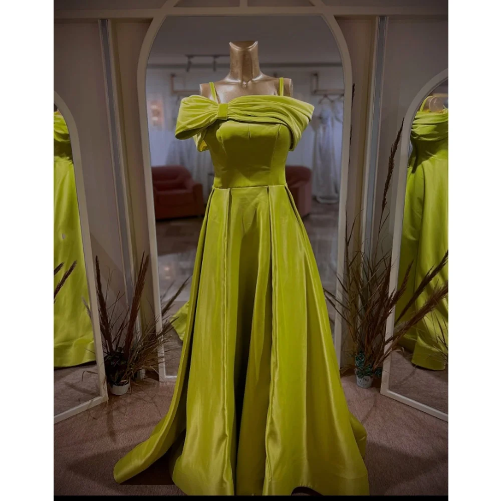 

Customized Saudi Women's Evening Dress 2026 Woman Off Shoulder A -Line Satin Prom Dresses Luxury Crystal Party