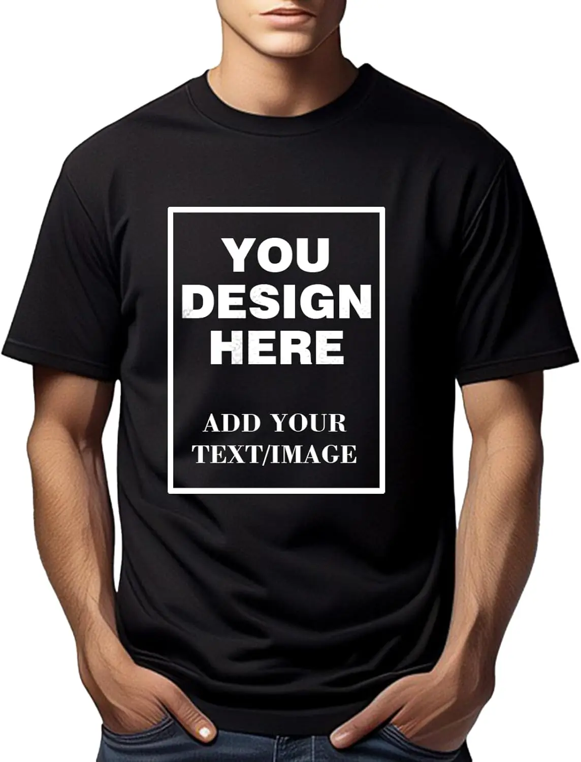 Custom T Shirts for Men Personalized Shirts Design Your Own Shirt Add Your Text Image Logo Front/Back Unisex Cotton Tee Shirt