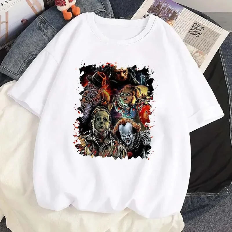 

New Horror Killer Graphic Printed T-shirt Summer Women Short Sleeves O-Neck T Shirt Unisex Casual Gothic Streetwear Clothes Tops