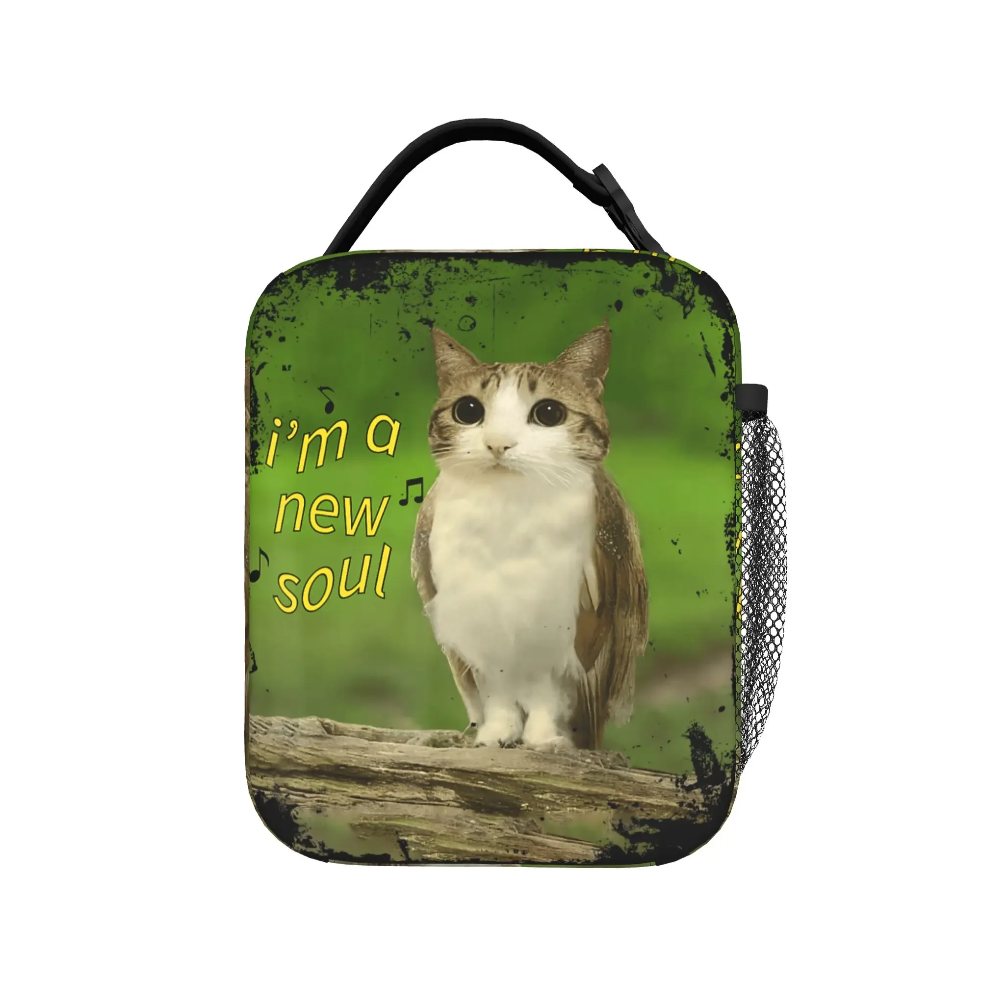 Meowl Cat Owl Funny Insulated Lunch Bag for Men Women Storage Food Box Portable Cooler Thermal Bento Box For Picnic