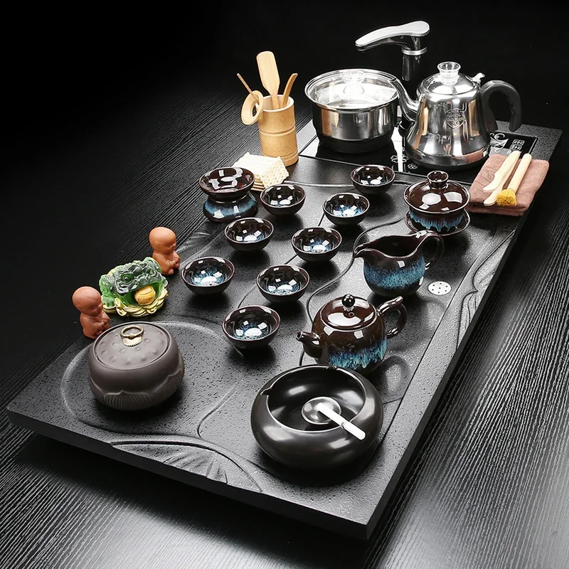 a*-Irregular Accessories Tea Tray Luxury Chinese Table Ceremony Office Long Tea Tray Coasters Magnetic Home Decorationgs./