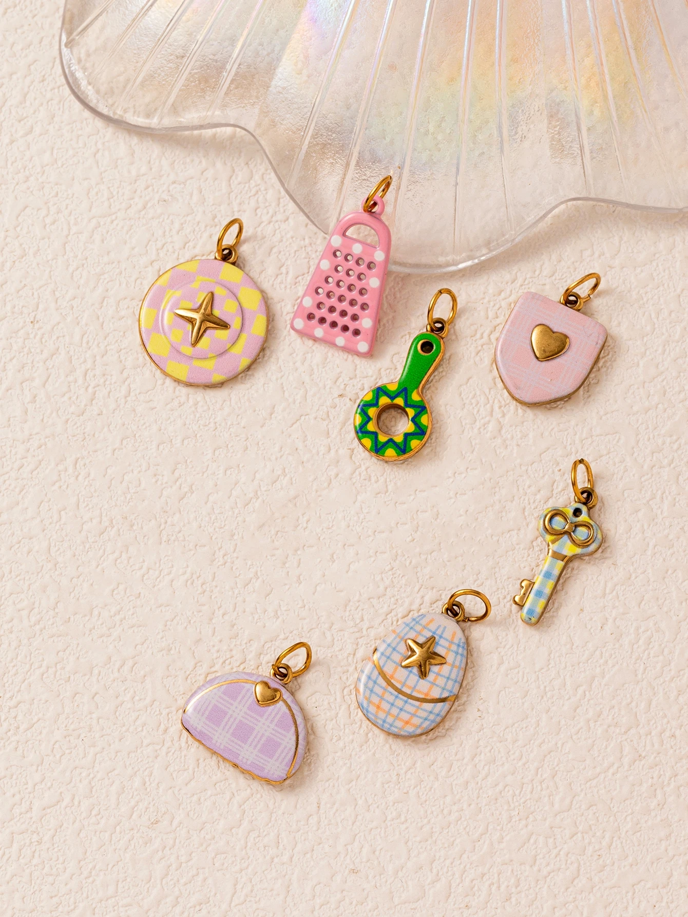 316 Edelstahl Wasserdicht Farberhaltend Retro Beliebter Löffel Lila Muschel Stern DIY Anhänger Charms für Schmuck – Detail 3
