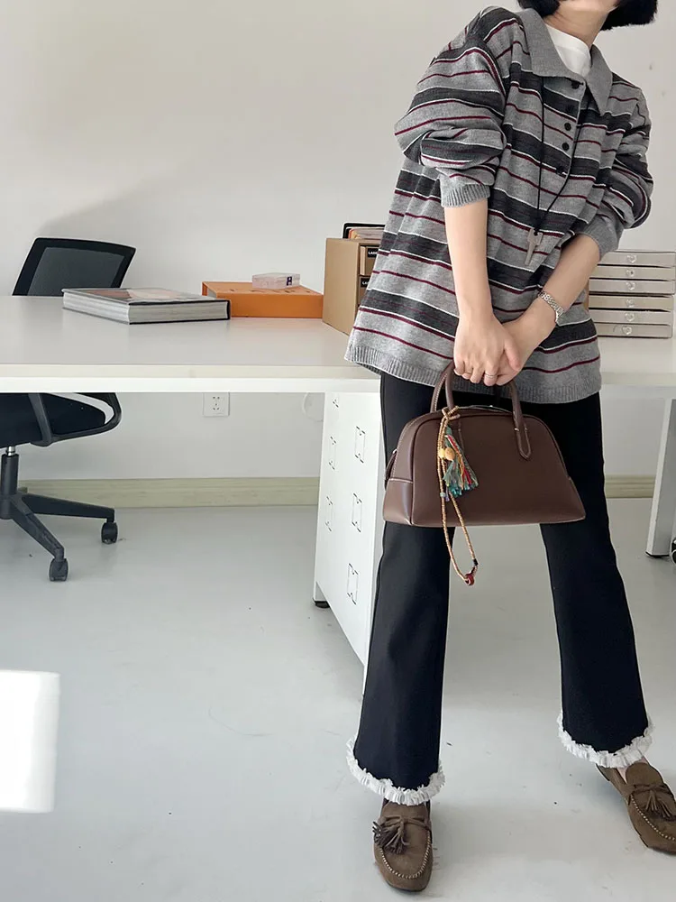 

Bla Elastic Flared Pants Spring Autumn Slimming Commute Ready Nine-Piece Trim Fit Casual Trousers for Women