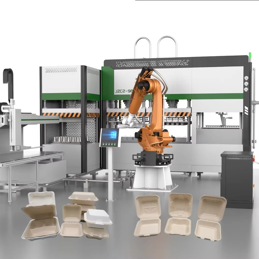 Máquina Automática para Fabricar Cajas de Almuerzo de Bagazo de Caña de Azúcar | Línea de Producción de Envases y Vajillas Biodegradables para Alimentos