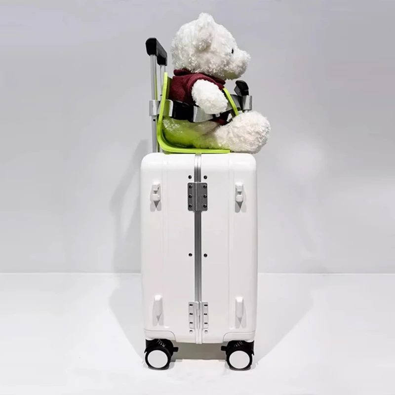 Double Trolley Luggage Children can Mount 20-inch Travel Large capacit Suitcases 1~4 year-old Baby Aluminum Frame Kid\'s Suitcase