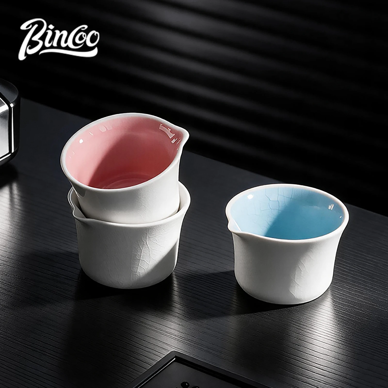 Bincoo 90ml Ice Crackle Ceramic Cup – Espresso Receiver, Measuring Ounce Cup, Small Creamer Pitcher for Coffee