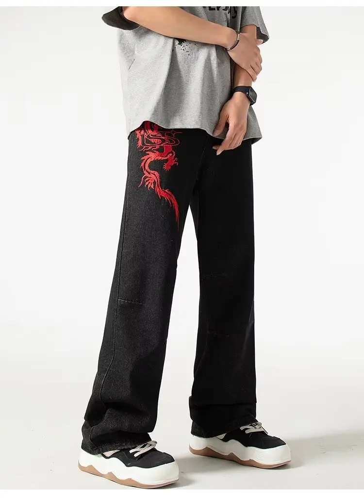2024 ropa y2k streetwear drachens tickerei sommer neue jeans hose für männer kleidung gerade luxus denim hose pantalon homme – Detail 12