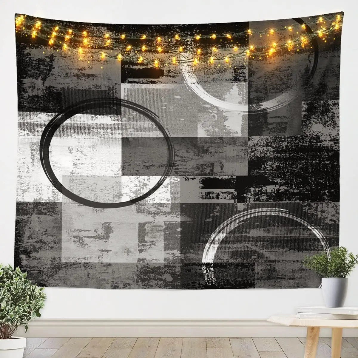 Modern Floral Patchwork Decor,Vintage Ombre Art Tapestry Abstract Retro Flowers Tapestries Grunge Graffiti Decor Wall Hangings