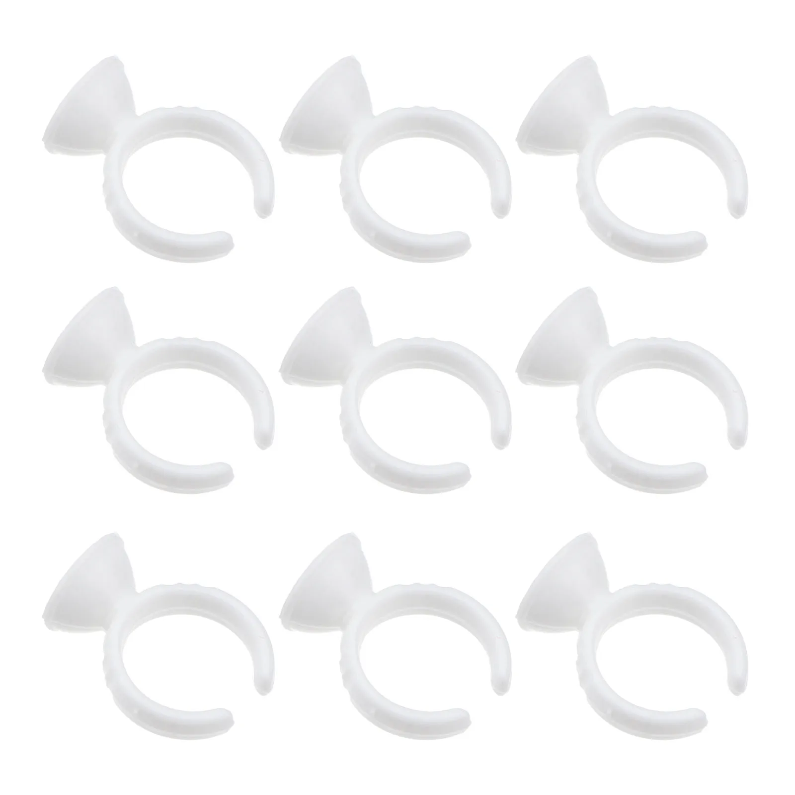 100 szt. Jednorazowe pierścienie na klej do przedłużania rzęs, plastikowe, małe, białe, bez konieczności czyszczenia, plastikowe pierścienie na klej