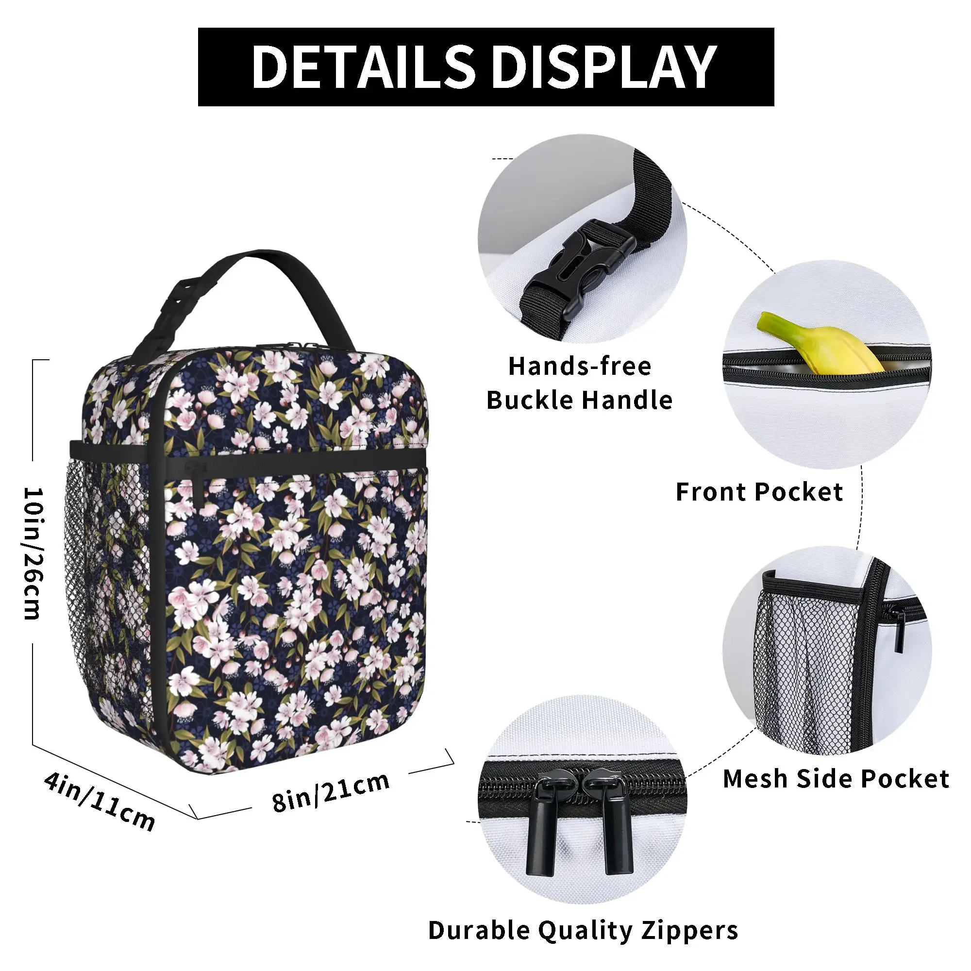 Japanese Sakura Cherry Blossom Thermal Insulated Lunch Bags for Picnic  Portable Food Container Bags Cooler Thermal Lunch Boxes
