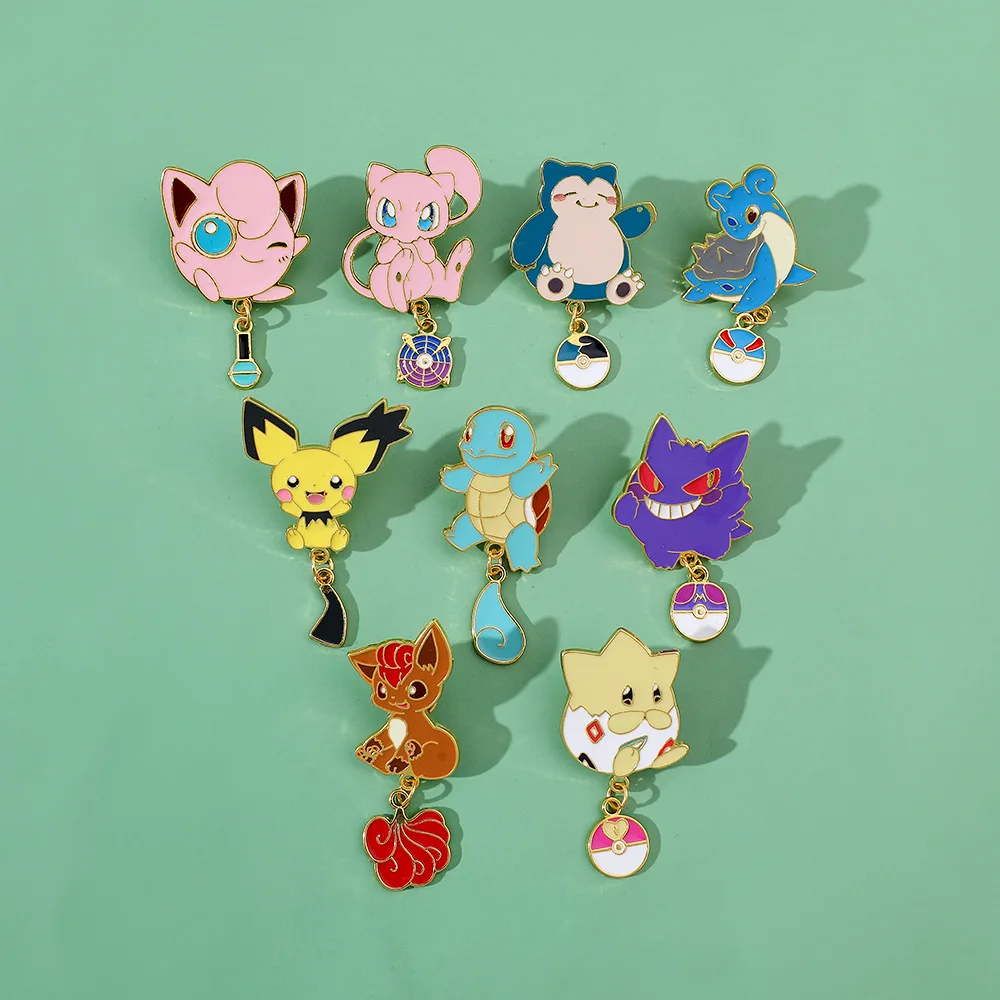 Cartoon Anime Pokemon Series Enamel Pins Lovely Cute Pikachu Squirtle Charmander Brooches Badges for Fans Birthday Gifts