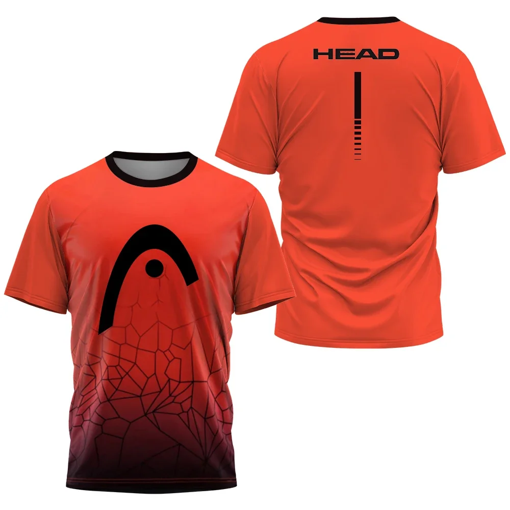 New Head 3D letter gradient printed T-shirt men\'s outdoor tennis sportswear casual round neck short-sleeved top summer