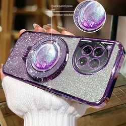For OnePlus Ace 3 2 Pro Case Soft Bling Glitter Quicksand Ring Stand Protective Back Cover For OnePlus Ace 2 2V 3V Phone Shell
