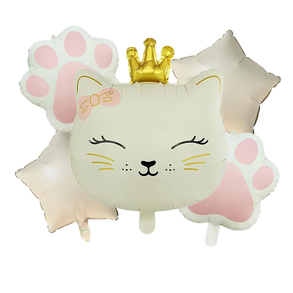 Cartoon Krone Katze Kopf Folienballon Tierballon Babyparty Geburtstag Party Dekoration Hochzeit Valentinstag Folienballons