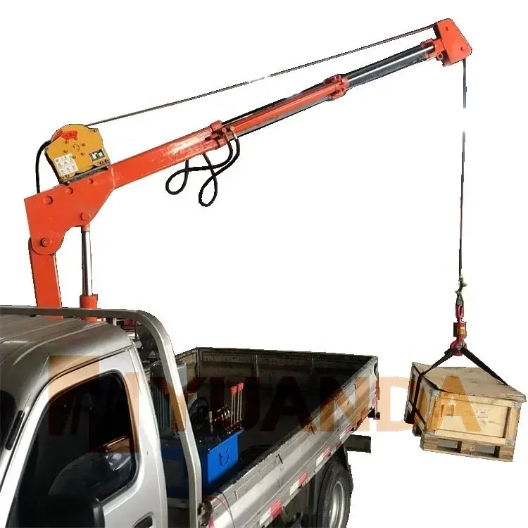 New 500kg 1000kg 1ton 2ton Load Lift Telescopic Boom Car Cargo Bed Truck Mounted 1ton Small Mini Crane for Pickup Truck