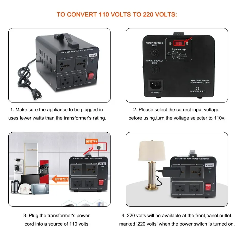 Yinleader 1000W Voltage Converter Transformer(110V to 220V OR 220V to 110V)