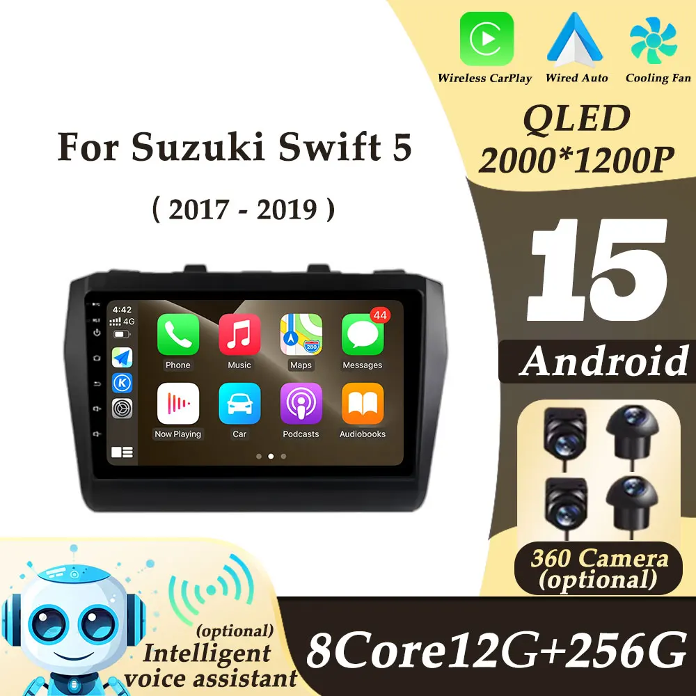

For Suzuki Swift 5 2017 - 2019 CarPlay Android 15 Car Radio Video Audio Multimedi Player Split Screen WIFI DSP GPS Navi No 2 din
