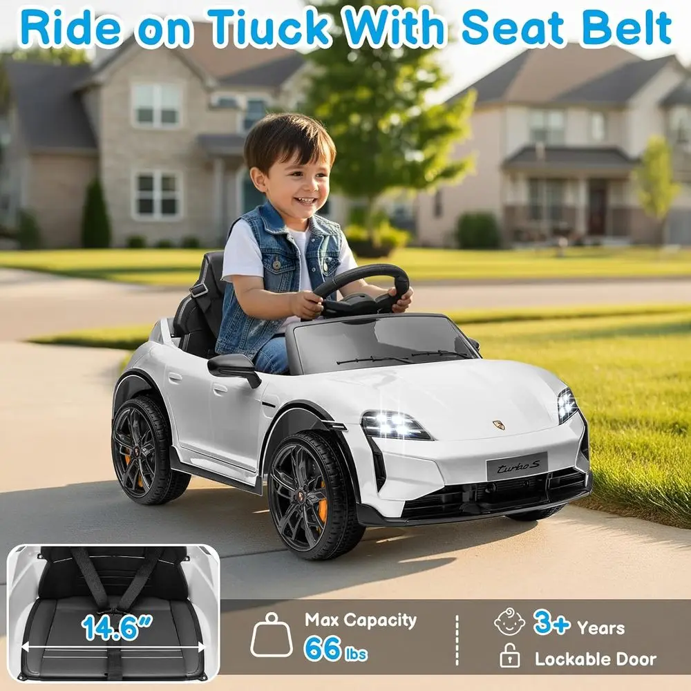 Samochodzik dla dzieci 12V, licencjonowany Porsche Taycan, elektryczny pojazd dla maluchów, pojazd na akumulator z pilotem